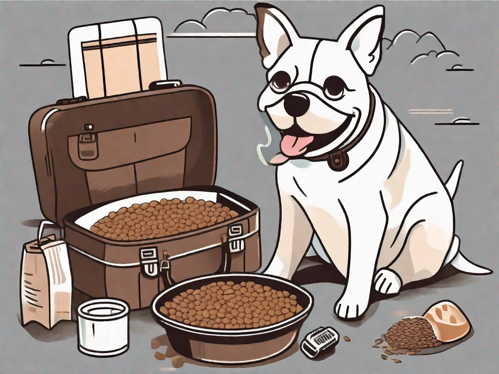 A dog happily eating natural dog food from a bowl