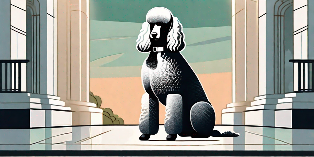 A standard poodle in a poised stance