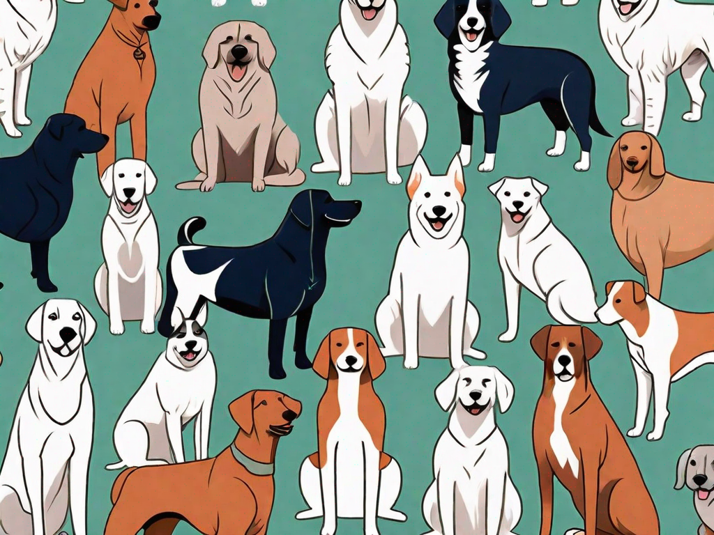 Various dog breeds with different characteristics and size